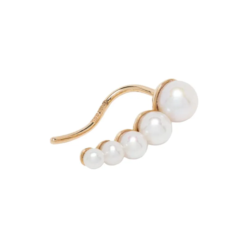 Sophie Bille Brahe 14kt Yellow Gold Petite Croissant Japonais Freshwater Pearl Single Earring-2