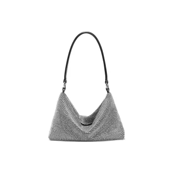 BELLE Glass Diamond Pattern Artificial Leather Small Square Bag Underarm Shoulder Bag Women's Silver White