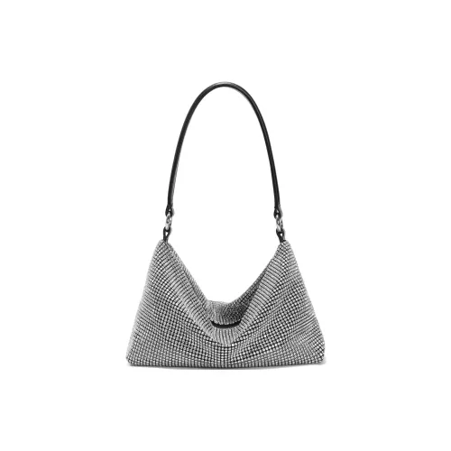 BELLE Glass Diamond Pattern Artificial Leather Small Square Bag Underarm Shoulder Bag Women's Silver White