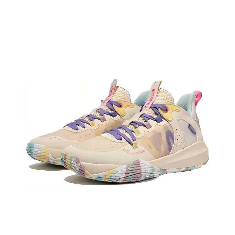 QIAODAN Cushioned Slip-Resistant Low-Top Basketball Shoes Men's Yellow-1