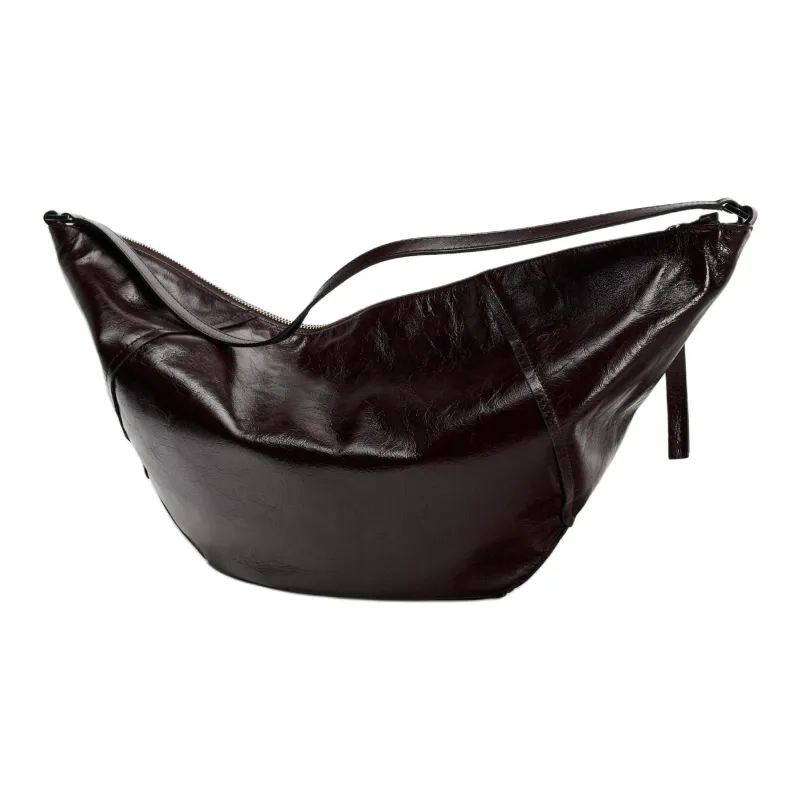 ZARA Cow Leather Handbag, Shoulder Bag Women's Chocolate Brown-2