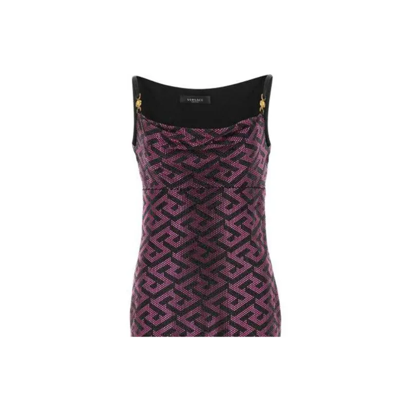 VERSACE VERSACE FW22 Sleeveless Dress Women's Black Purple-4