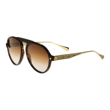 STEFANO RICCI Acetate Titanium Irregular Shape Sunglasses Men's Tortoiseshell