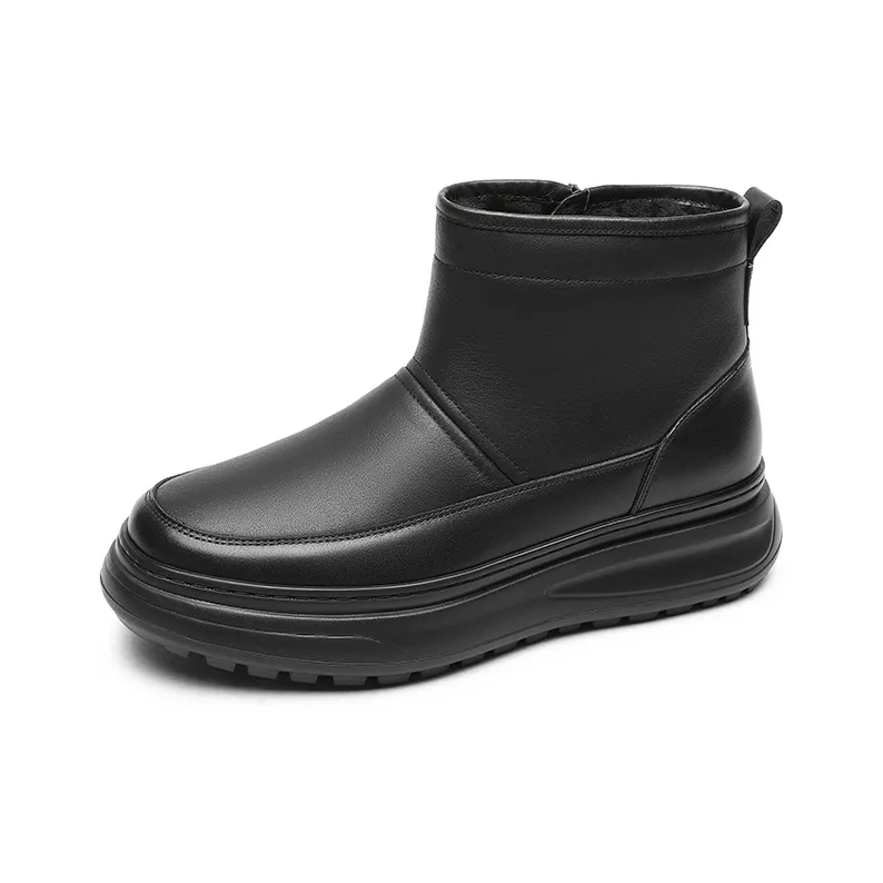 GOLDLION Warm Height Increasing Short Snow Boots Men's Black-1