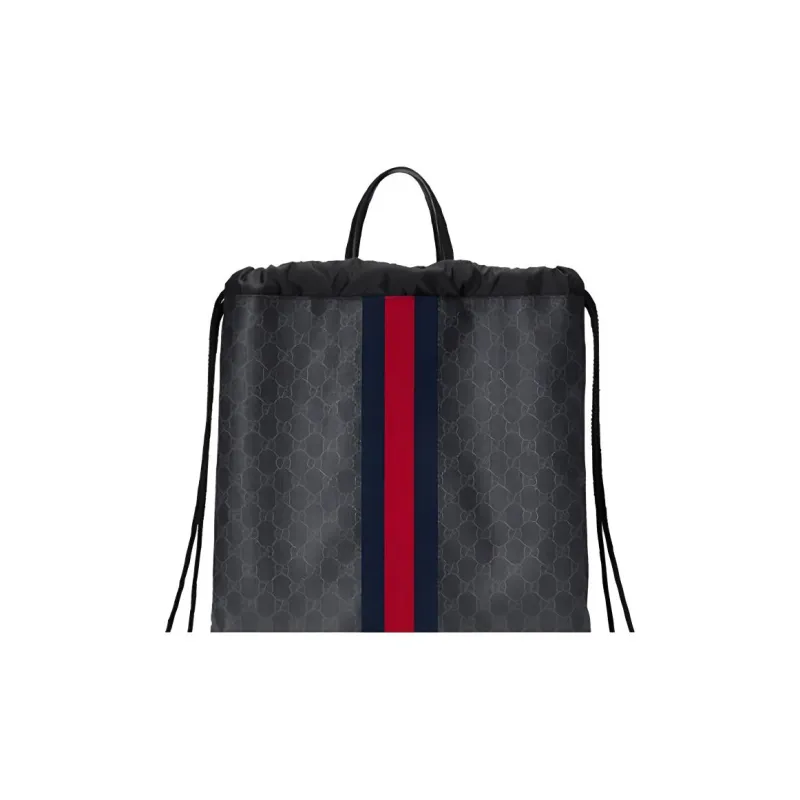 GUCCI Canvas With Leather Backpack Men's Black Gray Color-2