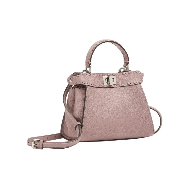 FENDI Peekaboo Leather One Shoulder Handbags Mini Women's Pink Fuchsia-2