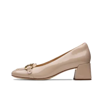 Clarks Nyta 45 Court Chunky Heel High Heels 4.5cm Women's Beige