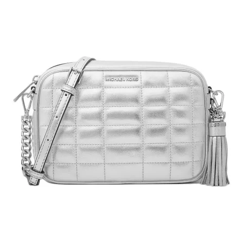 MICHAEL KORS Jet Set Leather Crossbody Bag Shoulder Bag Medium Size Women's Silver