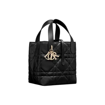 DIOR Toujours Cow Leather Basket Bag, Shoulder Bag, Crossbody Bag, Handbag Small Size Women's Black