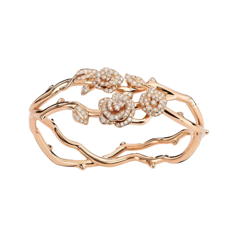 DIOR 18K Gold Diamond Bangles Women's Gold-1