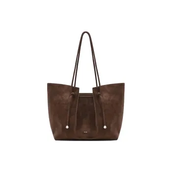 MUVA Polyester Tote Bag Shoulder Bag Large Size Women's Latte Brown/Cherry Red/Twilight Black