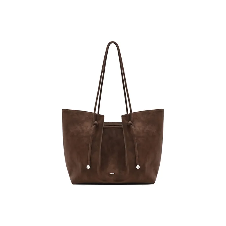 MUVA Polyester Tote Bag Shoulder Bag Large Size Women's Latte Brown/Cherry Red/Twilight Black-0
