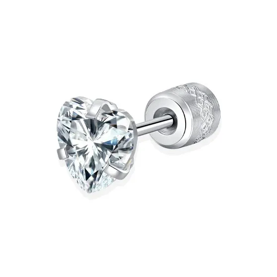 COPI Titanium Steel Combined Into Cubic Zirconia Stud Earrings Unisex-3