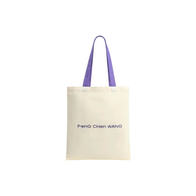 Feng Chen Wang Cotton Tote Bag, Handbag Regular Unisex White/Purple-1