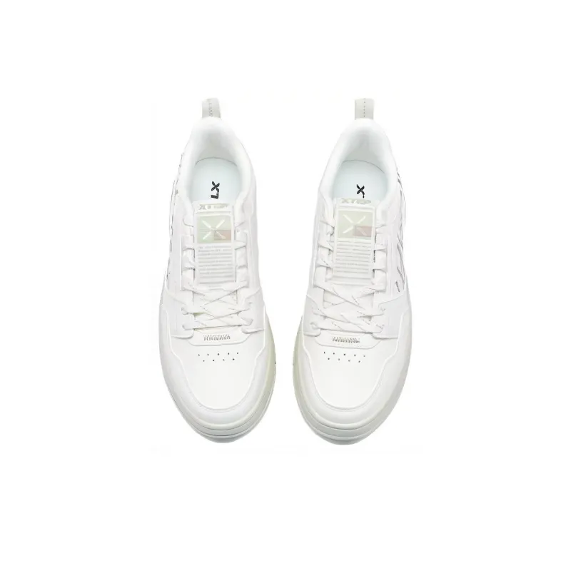 XTEP Innovation Anti Slip Wear Resistant Low Top Skateboard Shoes Women's White Yellow-2