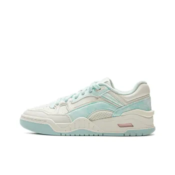LiNing Moon White 2.0 Slip Resistant Cushioning Wear Resistant Low Top Skateboard Shoes Women's White Blue