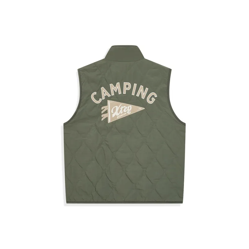 XTEP Stand Collar Without Hood Puffer Jacket Unisex Jet Black/Light Tea Green-2