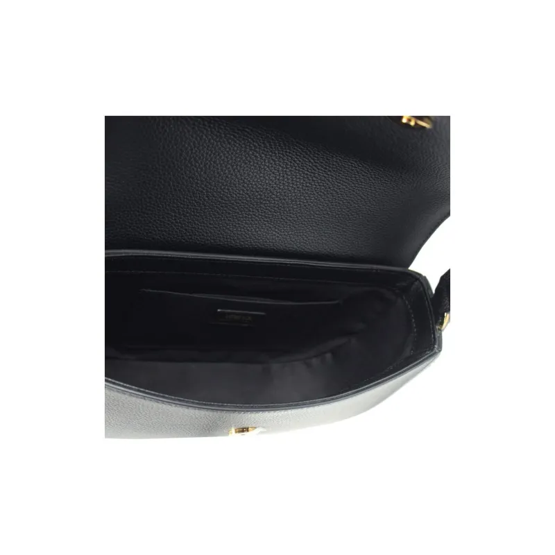 VERSACE Virtus Leather Shoulder Bag Women's Black-4