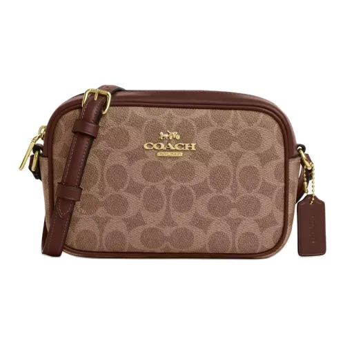 COACH Jamie Coated Canvas Camera Bags Crossbody Bag Shoulder Bag Mini Women's Tan And Brown