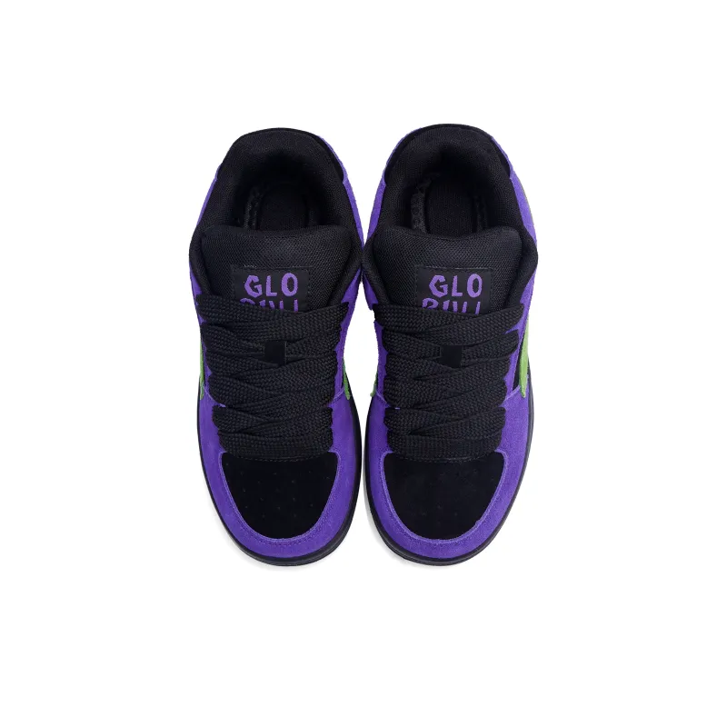 GLO BULL Skateboard Shoes Unisex Low Top Black Purple Green-4