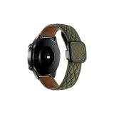 Square Buckle Diamond Pattern Magnetic Genuine Leather, Crazy Horse Pattern Green Color