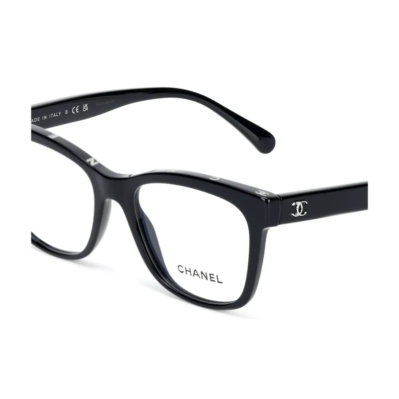 CHANEL Eye Acetate Irregular Shape Eyeglass Frames Men's Black-4