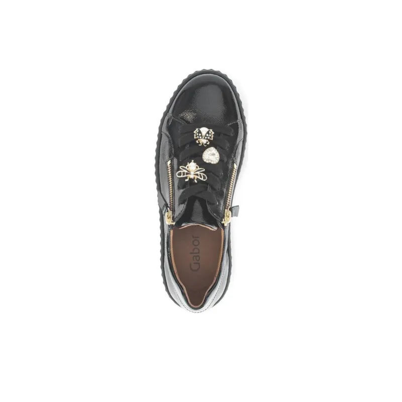 Gabor Fashion Low-Top Skateboard Shoes Women's Black-3