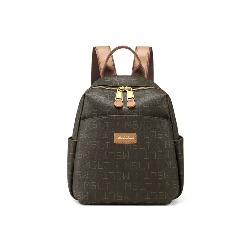 MashaLanti PVC And Synthetic Leather Backpack Women's Coffee With Tea-1