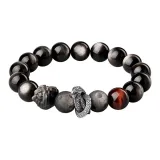 Lion Silver Sheen Obsidian Beaded Bracelet