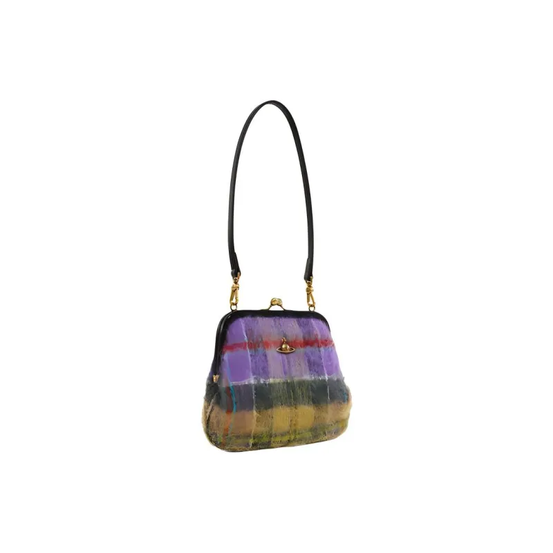Vivienne Westwood Wool Handbag Shoulder Bag Women's Purple/Yellow-1