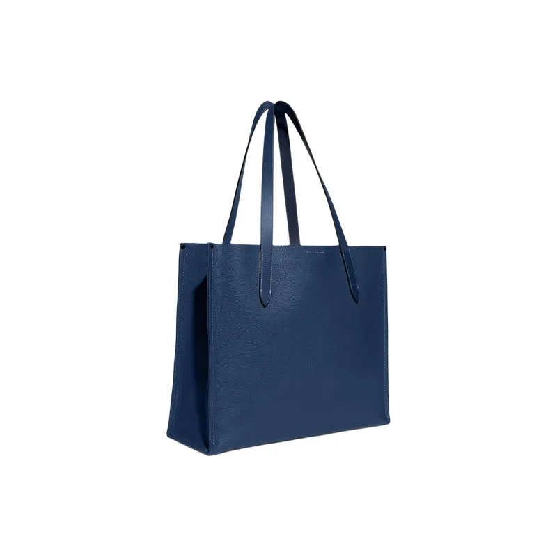 COACH Relay Polished Pebble Leather Tote Bag, Shopping Bag, Shoulder Bag Tubas Women's Dark Blue-1