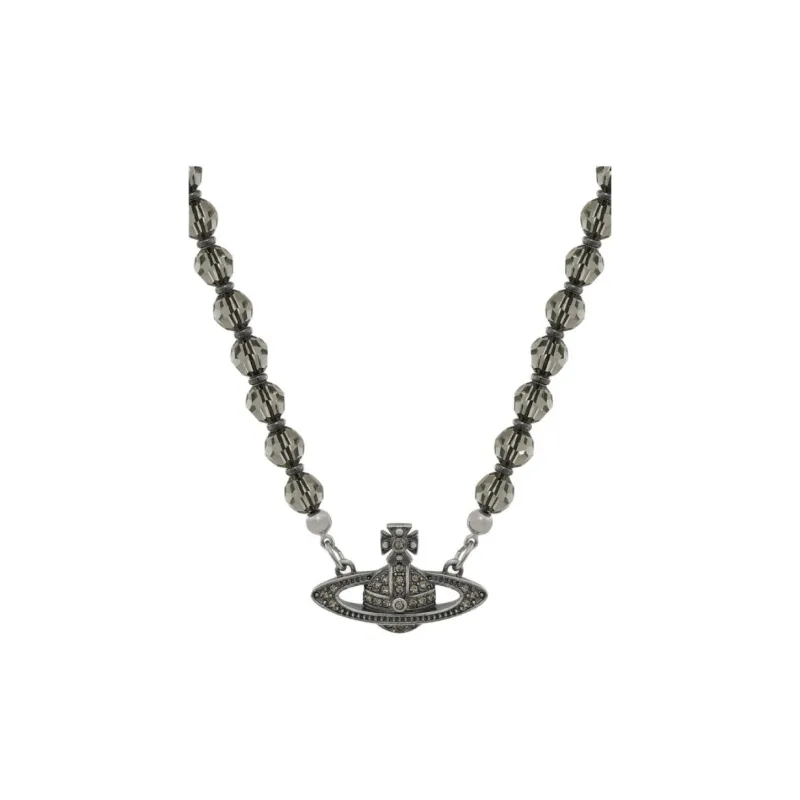 Vivienne Westwood Brass, Black Agate Necklaces Unisex Black-0
