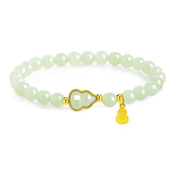 Cuiya Golden Building Hetian Jade Bracelets Pale Greenish-White Jade Women's