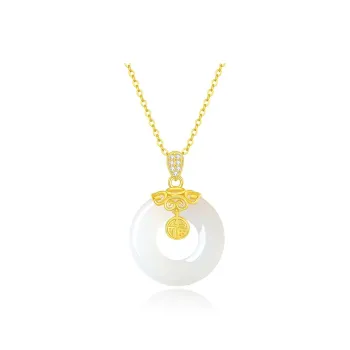 CHINA GOLD Necklaces White Jade/Pale Greenish White Jade Women's