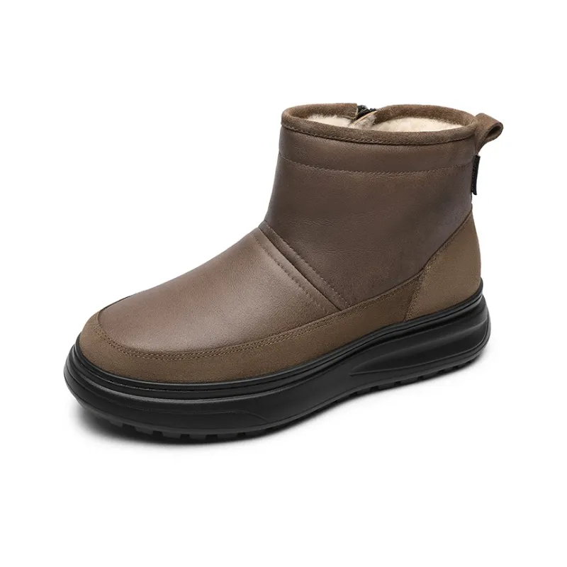 GOLDLION Warm Anti Slip And Wear Resistant Short Snow Boots Men's Brown-1