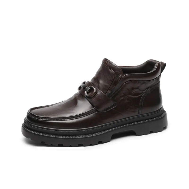 GOLDLION Ankle Boots Men Black/Brown-6
