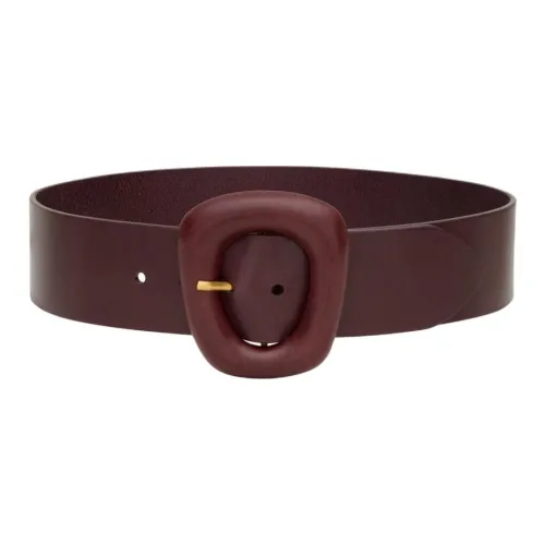 SAINT LAURENT Calfskin Brass Leather Belts Women's Red Width 5.5CM