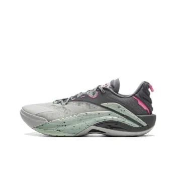LiNing Wear Resistant Support Rebound Grip Low Top Outdoor Performance Basketball Shoes Men's Gray Cyan Pink