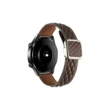 Square Clasp Diamond Pattern Magnetic Genuine Leather, Dark Coffee