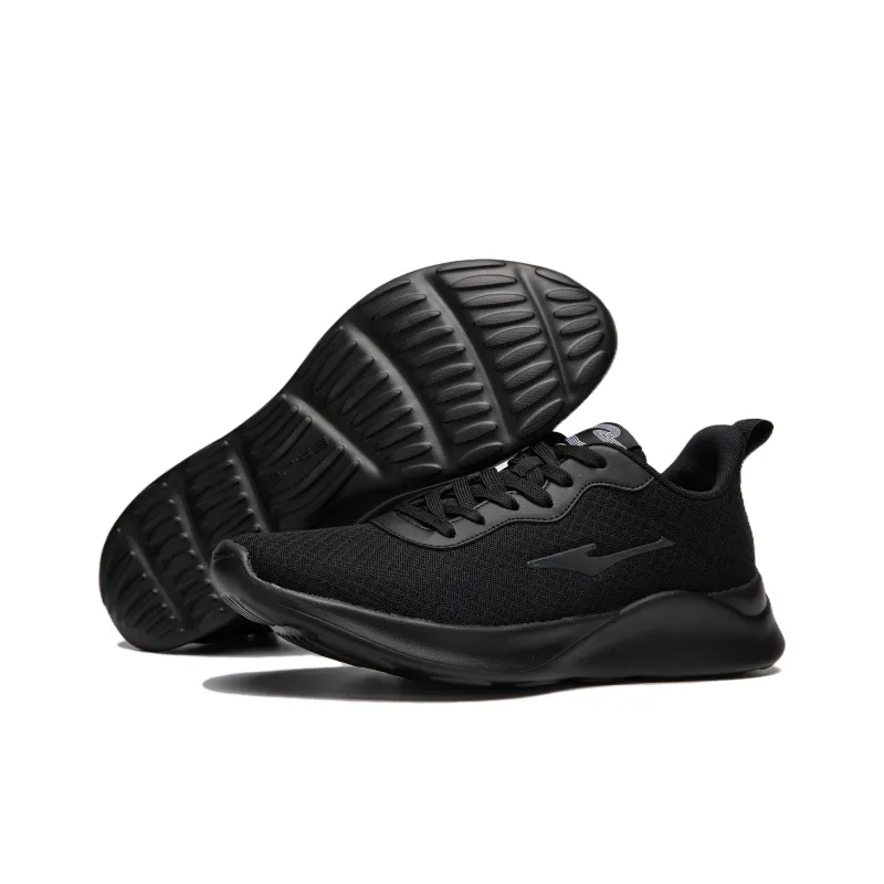 Erke Cushioning Anti Slip And Wear Resistant Breathable Support Low Top Casual Running Shoes Men's Black-7