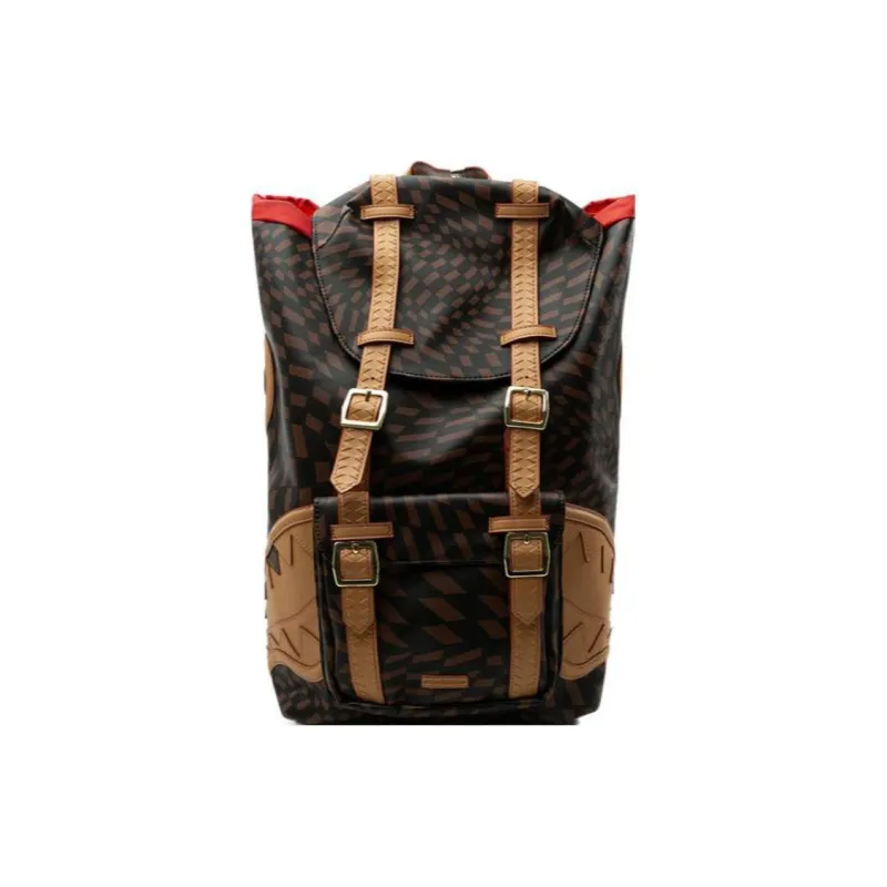 SPRAYGROUND PVC Polyvinyl Chloride Backpack Large Size Unisex Brown-0