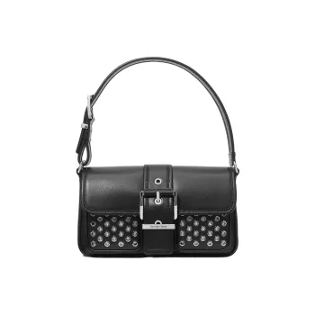 MICHAEL KORS Colby Leather Shoulder Bag Medium Size Women's Black