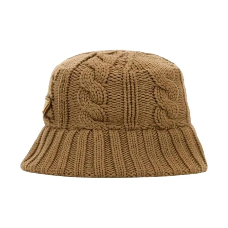 PRADA Pure Wool Bucket Hats Women's Brown-1