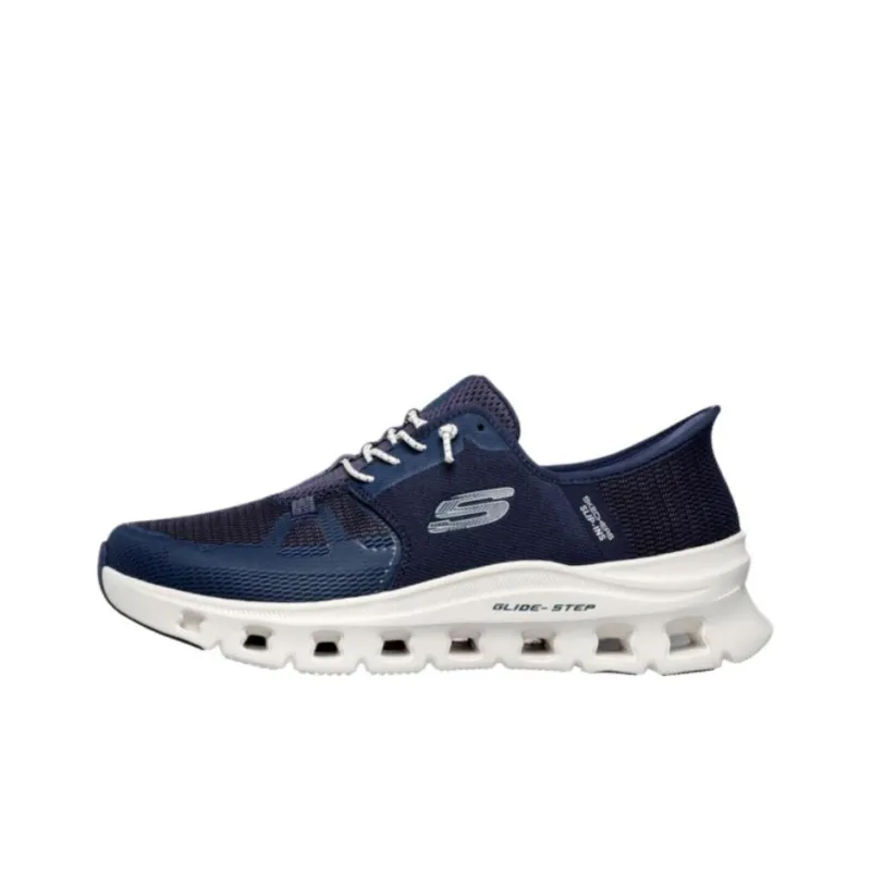 Skechers Glide Step Anti Slip Wear Resistant Low Top Casual Running Shoes Men's Blue-0