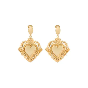 MOSCHINO Logo Embossed Heart Pendant Earrings