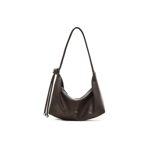 MUVA Split Vegetable Tanned Leather Shoulder Bag Medium Size Women
s Mocha Brown/Twilight Black