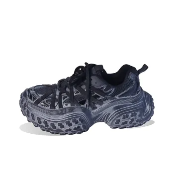 BPLB Wear Resistant Low Top Chunky Sneakers Unisex Black