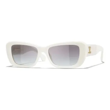CHANEL Plate Frame Rectangular Sunglasses Unisex White