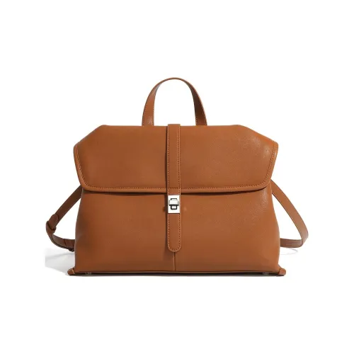 COURONNE Cow Leather Handbag Regular Women's Sandalwood Brown/Black/Woody Red