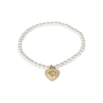 COACH Brass, Glass, Acetate, Titanium Zircon Bracelets Unisex Silver